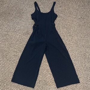 Eleven 22 Navy Blue Pinstripe Jumpsuit